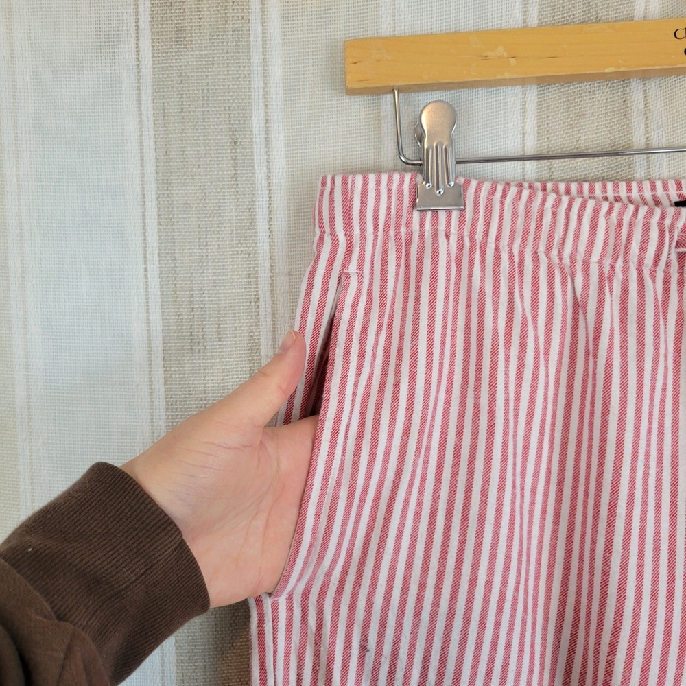 Gap Body 100% Cotton Pull on Pants Striped Size Small Pajamas Pockets Red White - Picture 2 of 11